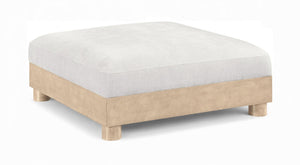 Meridian Furniture Turin Chenille Modular Ottoman Art Deco Low Profile Piece for Living Room Sectional Layouts Cream - B 612Cream-Ott