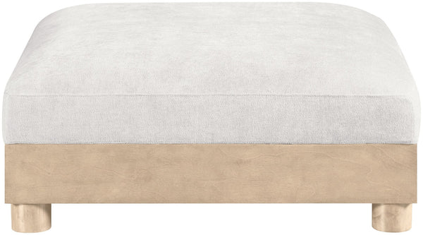 Meridian Furniture Turin Chenille Modular Ottoman Art Deco Low Profile Piece for Living Room Sectional Layouts Cream - B 612Cream-Ott