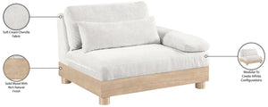 Meridian Furniture Turin Chenille Upholstered Modular Right Arm Chair Art Deco Low Profile Living Room Seat Cream 612 612Cream-RAF