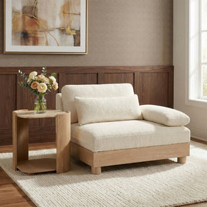 Meridian Furniture Turin Chenille Upholstered Modular Right Arm Chair Art Deco Low Profile Living Room Seat Cream 612 612Cream-RAF