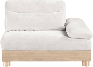 Meridian Furniture Turin Chenille Upholstered Modular Right Arm Chair Art Deco Low Profile Living Room Seat Cream 612 612Cream-RAF