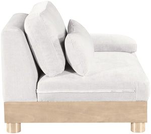 Meridian Furniture Turin Chenille Upholstered Modular Right Arm Chair Art Deco Low Profile Living Room Seat Cream 612 612Cream-RAF