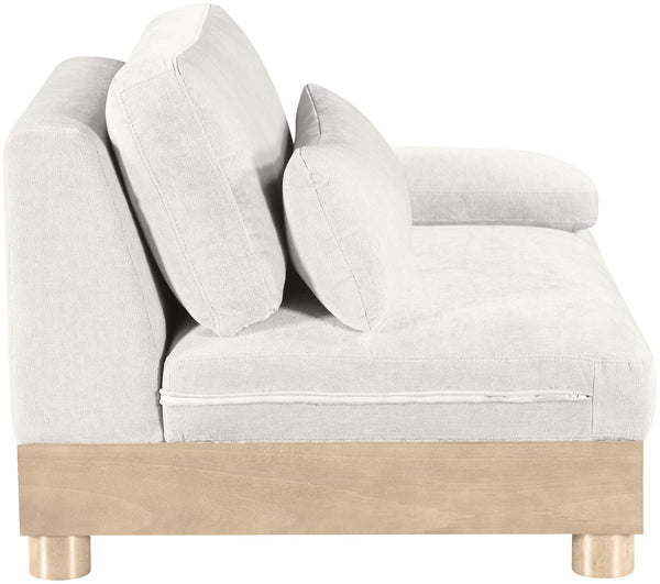 Meridian Furniture Turin Chenille Upholstered Modular Right Arm Chair Art Deco Low Profile Living Room Seat Cream 612 612Cream-RAF