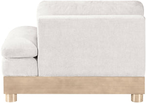 Meridian Furniture Turin Chenille Upholstered Modular Right Arm Chair Art Deco Low Profile Living Room Seat Cream 612 612Cream-RAF