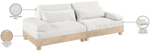 Meridian Furniture Turin Two Piece Modular Sofa in Plush Chenille with Oak Legs Art Deco Living Room 612Cream-S2A
