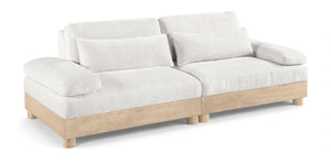 Meridian Furniture Turin Two Piece Modular Sofa in Plush Chenille with Oak Legs Art Deco Living Room 612Cream-S2A