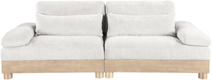 Meridian Furniture Turin Two Piece Modular Sofa in Plush Chenille with Oak Legs Art Deco Living Room 612Cream-S2A