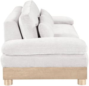 Meridian Furniture Turin Two Piece Modular Sofa in Plush Chenille with Oak Legs Art Deco Living Room 612Cream-S2A