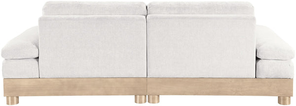 Meridian Furniture Turin Two Piece Modular Sofa in Plush Chenille with Oak Legs Art Deco Living Room 612Cream-S2A