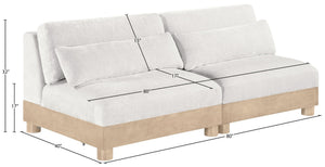 Meridian Furniture Turin Art Deco Modular Sofa Plush Chenille Upholstery Oak Legs Living Room Seating 612Cream-S2B
