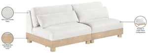 Meridian Furniture Turin Art Deco Modular Sofa Plush Chenille Upholstery Oak Legs Living Room Seating 612Cream-S2B