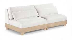 Meridian Furniture Turin Art Deco Modular Sofa Plush Chenille Upholstery Oak Legs Living Room Seating 612Cream-S2B