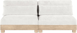 Meridian Furniture Turin Art Deco Modular Sofa Plush Chenille Upholstery Oak Legs Living Room Seating 612Cream-S2B