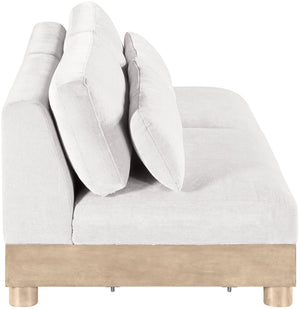 Meridian Furniture Turin Art Deco Modular Sofa Plush Chenille Upholstery Oak Legs Living Room Seating 612Cream-S2B