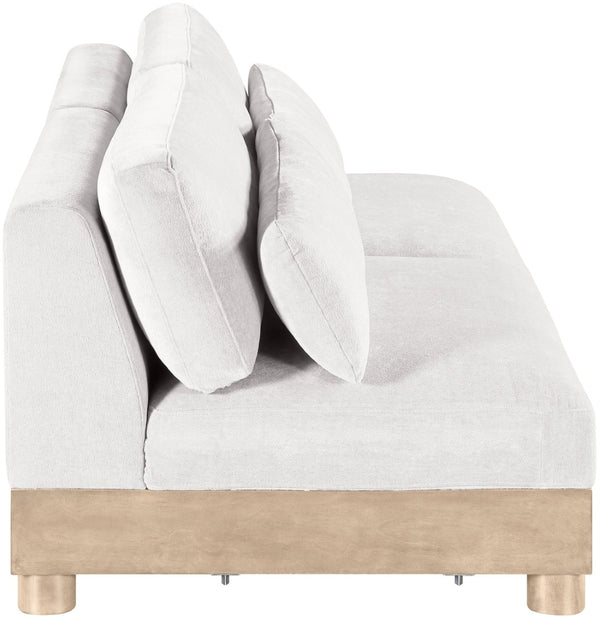 Meridian Furniture Turin Art Deco Modular Sofa Plush Chenille Upholstery Oak Legs Living Room Seating 612Cream-S2B