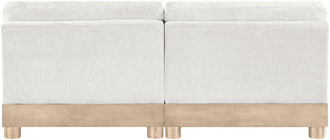 Meridian Furniture Turin Art Deco Modular Sofa Plush Chenille Upholstery Oak Legs Living Room Seating 612Cream-S2B