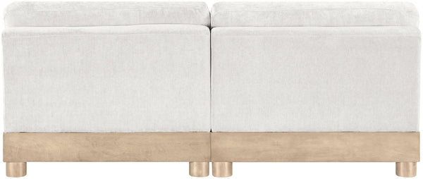 Meridian Furniture Turin Art Deco Modular Sofa Plush Chenille Upholstery Oak Legs Living Room Seating 612Cream-S2B