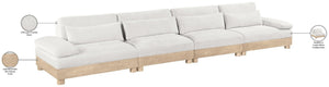 Meridian Furniture Turin Four Piece Modular Sofa Cream Chenille Art Deco Low Profile Living Room 612Cream-S4A