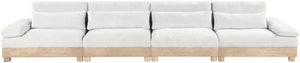 Meridian Furniture Turin Four Piece Modular Sofa Cream Chenille Art Deco Low Profile Living Room 612Cream-S4A