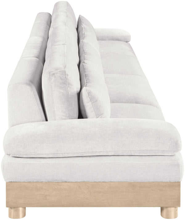 Meridian Furniture Turin Four Piece Modular Sofa Cream Chenille Art Deco Low Profile Living Room 612Cream-S4A