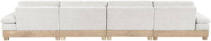 Meridian Furniture Turin Four Piece Modular Sofa Cream Chenille Art Deco Low Profile Living Room 612Cream-S4A