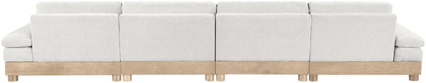 Meridian Furniture Turin Four Piece Modular Sofa Cream Chenille Art Deco Low Profile Living Room 612Cream-S4A