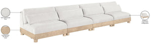 Meridian Furniture Turin Four Piece Modular Sofa in Plush Chenille with Art Deco Low Profile Design 612Cream-S4B
