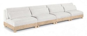 Meridian Furniture Turin Four Piece Modular Sofa in Plush Chenille with Art Deco Low Profile Design 612Cream-S4B