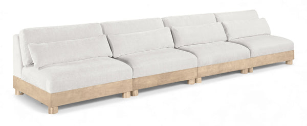 Meridian Furniture Turin Four Piece Modular Sofa in Plush Chenille with Art Deco Low Profile Design 612Cream-S4B