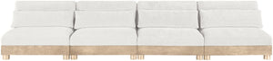 Meridian Furniture Turin Four Piece Modular Sofa in Plush Chenille with Art Deco Low Profile Design 612Cream-S4B