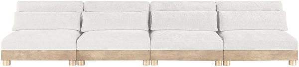 Meridian Furniture Turin Four Piece Modular Sofa in Plush Chenille with Art Deco Low Profile Design 612Cream-S4B