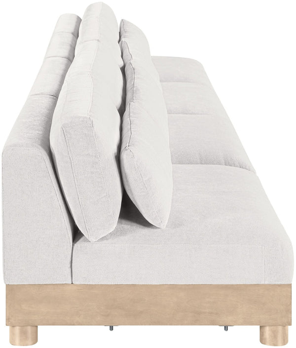 Meridian Furniture Turin Four Piece Modular Sofa in Plush Chenille with Art Deco Low Profile Design 612Cream-S4B