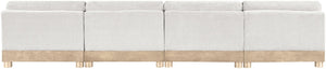 Meridian Furniture Turin Four Piece Modular Sofa in Plush Chenille with Art Deco Low Profile Design 612Cream-S4B