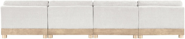 Meridian Furniture Turin Four Piece Modular Sofa in Plush Chenille with Art Deco Low Profile Design 612Cream-S4B