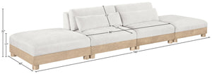 Meridian Furniture Turin Four Piece Modular Sofa Plush Chenille Art Deco Lounge for Living Rooms 612Cream-S4C