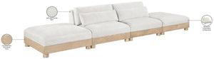 Meridian Furniture Turin Four Piece Modular Sofa Plush Chenille Art Deco Lounge for Living Rooms 612Cream-S4C