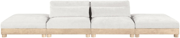 Meridian Furniture Turin Four Piece Modular Sofa Plush Chenille Art Deco Lounge for Living Rooms 612Cream-S4C