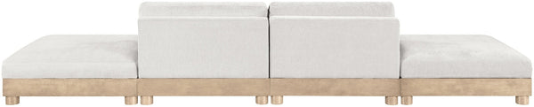 Meridian Furniture Turin Four Piece Modular Sofa Plush Chenille Art Deco Lounge for Living Rooms 612Cream-S4C