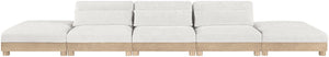 Meridian Furniture Turin Five Piece Modular Sectional Chenille Art Deco Low Profile Living Room Sofa 612Cream-S5A