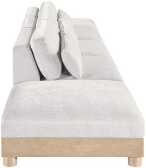 Meridian Furniture Turin Five Piece Modular Sectional Chenille Art Deco Low Profile Living Room Sofa 612Cream-S5A