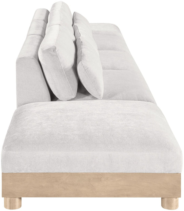 Meridian Furniture Turin Five Piece Modular Sectional Chenille Art Deco Low Profile Living Room Sofa 612Cream-S5A