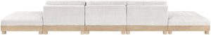 Meridian Furniture Turin Five Piece Modular Sectional Chenille Art Deco Low Profile Living Room Sofa 612Cream-S5A