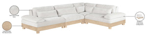 Meridian Furniture Turin Four Piece Modular Sectional Plush Chenille Art Deco Living Room Sofa 612Cream-Sec4A