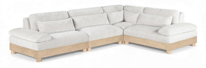 Meridian Furniture Turin Four Piece Modular Sectional Plush Chenille Art Deco Living Room Sofa 612Cream-Sec4A