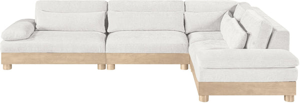 Meridian Furniture Turin Four Piece Modular Sectional Plush Chenille Art Deco Living Room Sofa 612Cream-Sec4A
