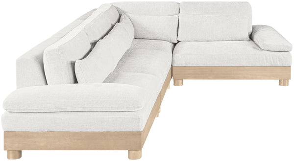 Meridian Furniture Turin Four Piece Modular Sectional Plush Chenille Art Deco Living Room Sofa 612Cream-Sec4A