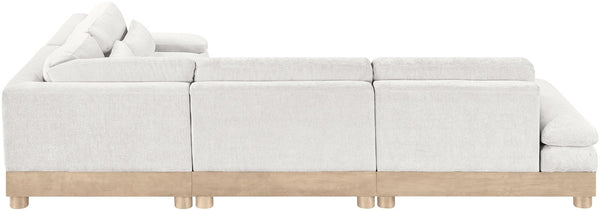 Meridian Furniture Turin Four Piece Modular Sectional Plush Chenille Art Deco Living Room Sofa 612Cream-Sec4A