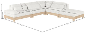 Meridian Furniture Turin Five Piece Chenille Modular Sectional with Oak Legs for Spacious Living Rooms 612Cream-Sec5A