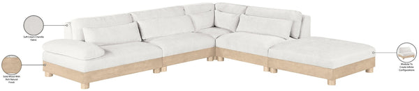 Meridian Furniture Turin Five Piece Chenille Modular Sectional with Oak Legs for Spacious Living Rooms 612Cream-Sec5A