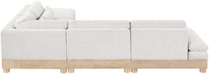 Meridian Furniture Turin Five Piece Chenille Modular Sectional with Oak Legs for Spacious Living Rooms 612Cream-Sec5A